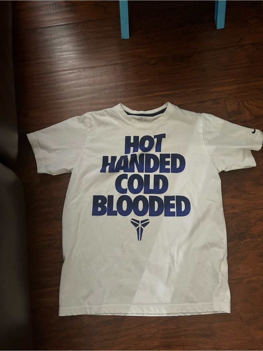Nike White Short Sleeve Tee with Navy 'Hot Handed Cold Blooded' Graphic